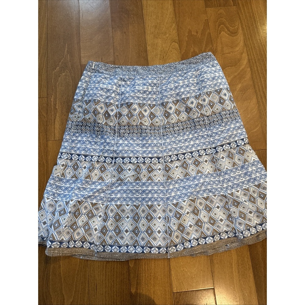 Sigrid Olsen Women's Blue Geometric A-line Skirt Plus Size 16W 100% Cotton - Picture 4 of 5